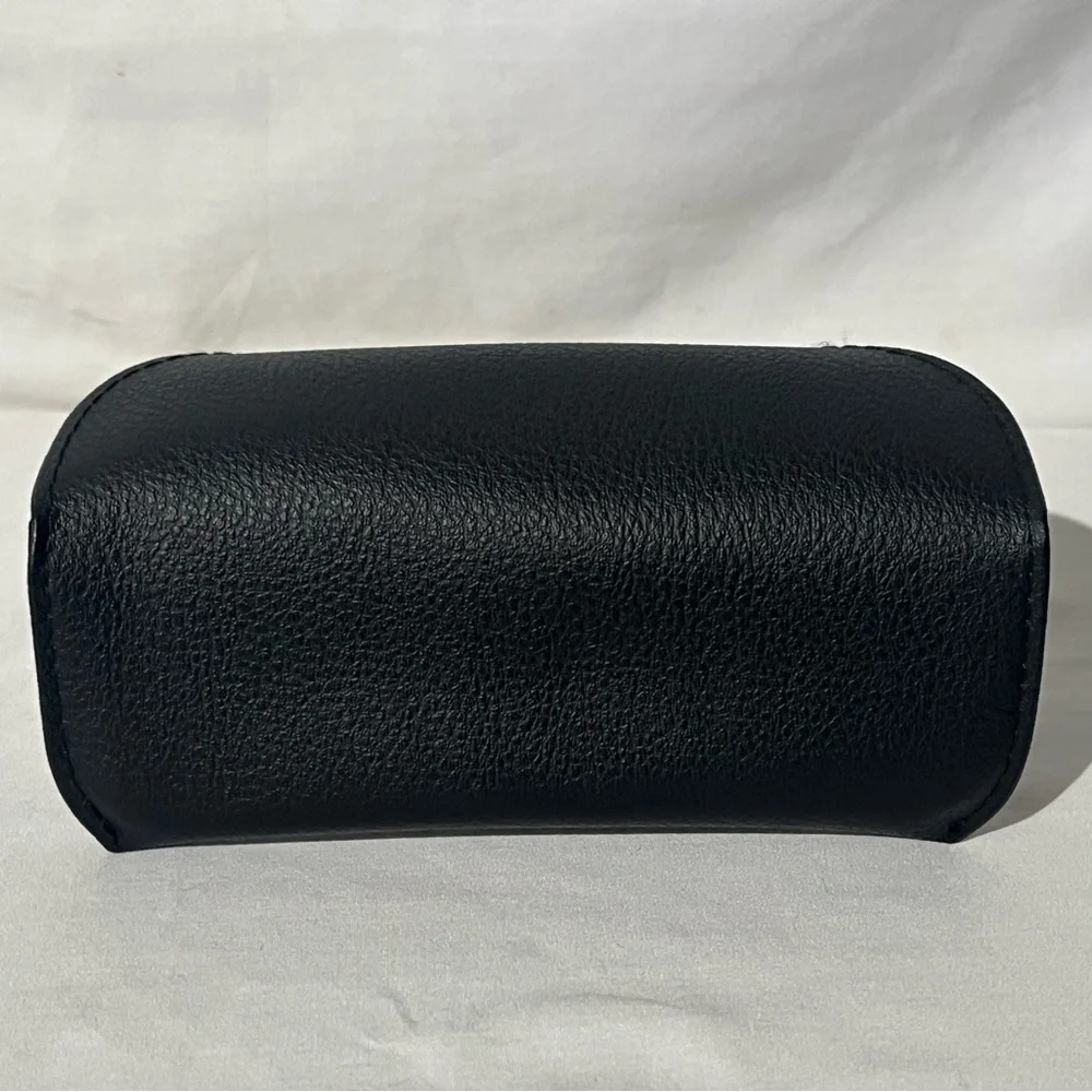 VTG Berikin Eyeglass Case Pebbled Leather Gold Script Signature Felt Interior